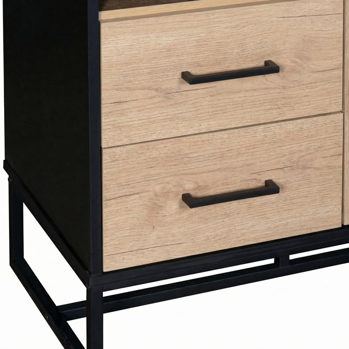 HIGHBOARD mit schwarzem Rahmen Holzoptik 80×40×180 cm aus MDF - Schwarz, Holzwerkstoff (80/180/40cm) - Luhomfu