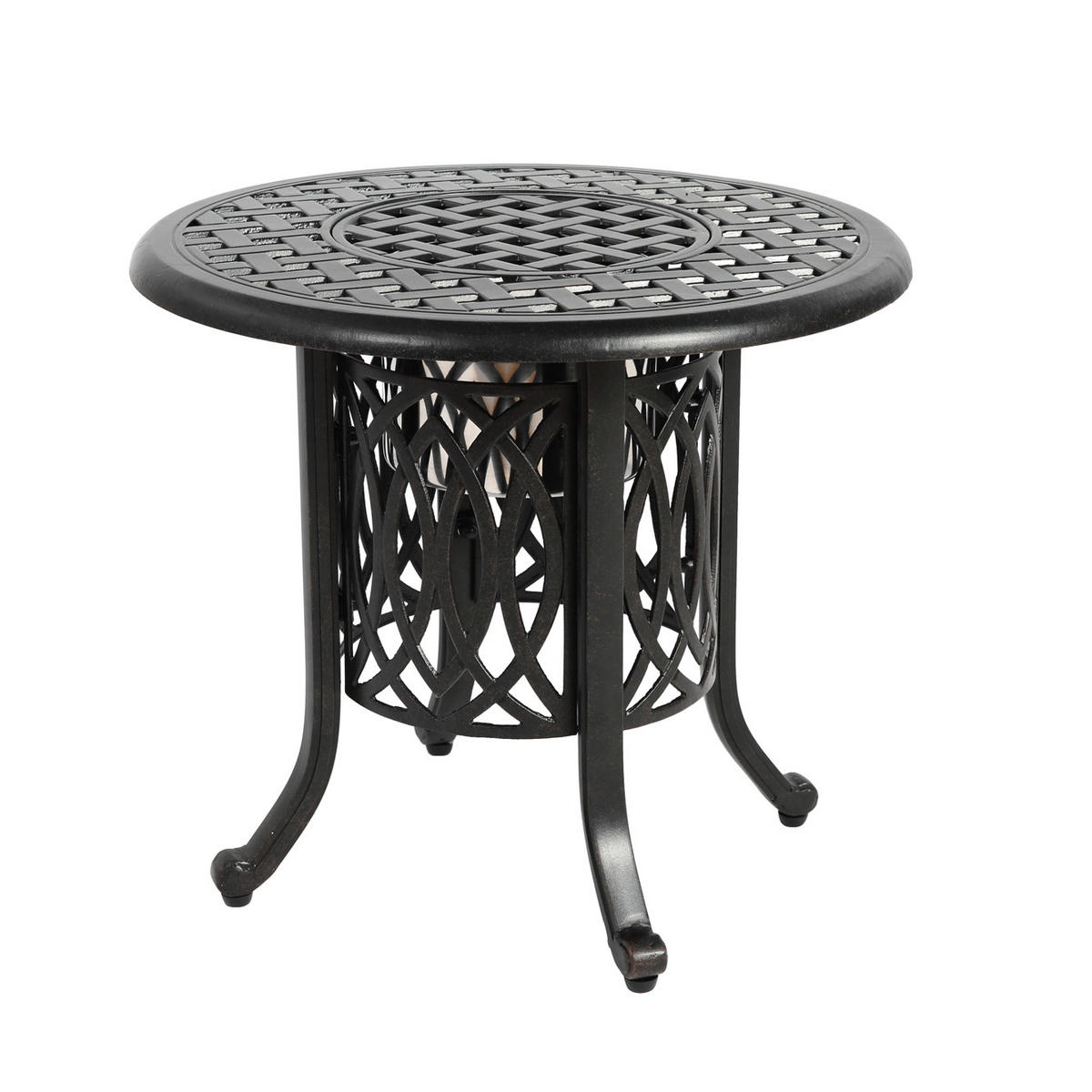 GARTEN-BISTROTISCH 55 cm Bronze Aluminium Outdoor Beistelltisch mit integriertem Eiseimer für Terrasse & Balkon - Bronzefarben, Metall (55/55/49cm) - Urban Meuble