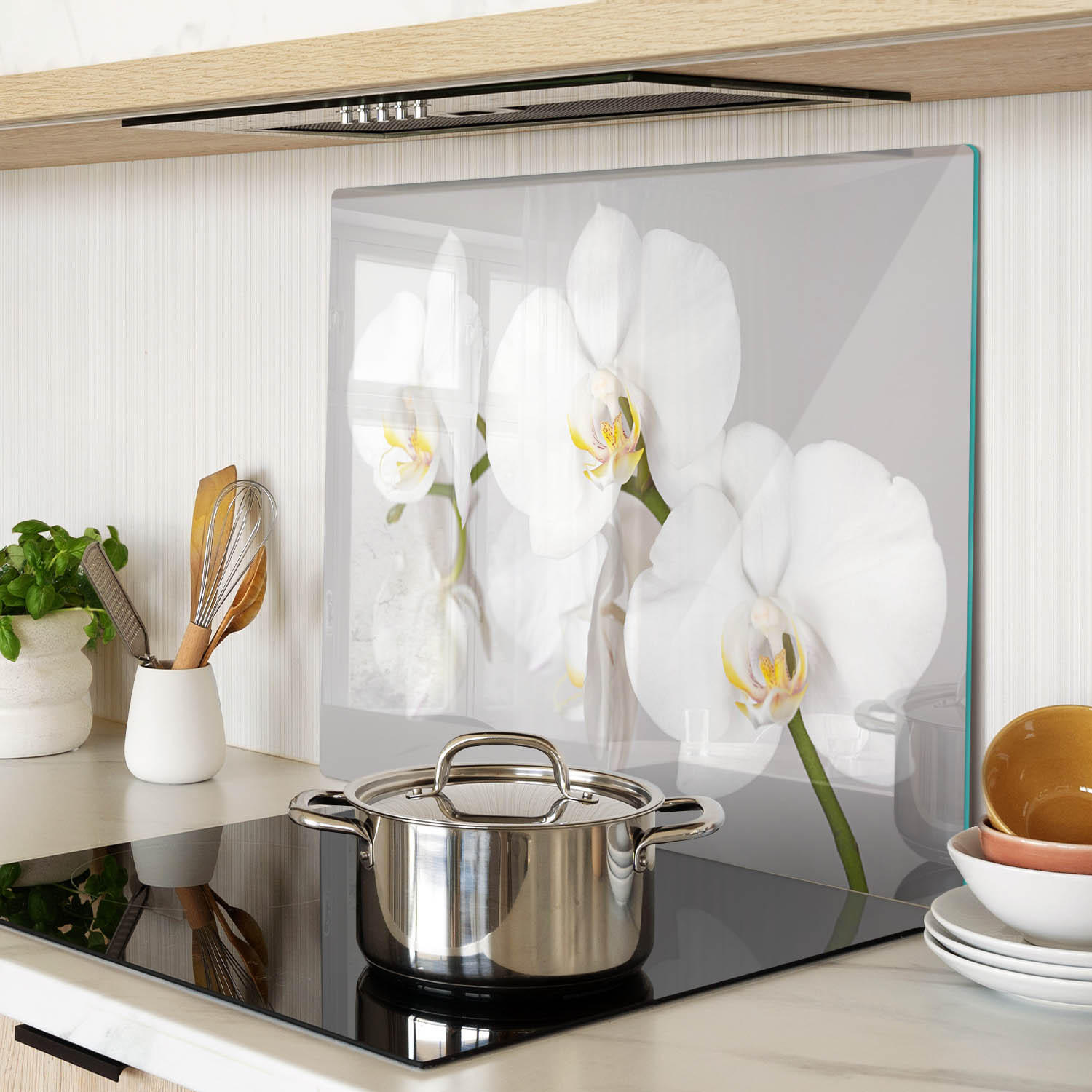 GLASPLATTE 60x52 cm Orchidee - Weiß, Glas (60/0.4/52cm) - TULUP