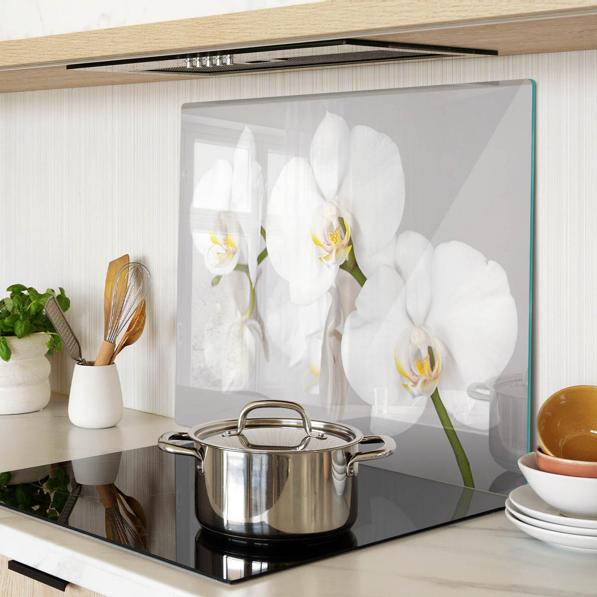 GLASPLATTE 60x52 cm Orchidee - Weiß, Glas (60/0.4/52cm) - TULUP
