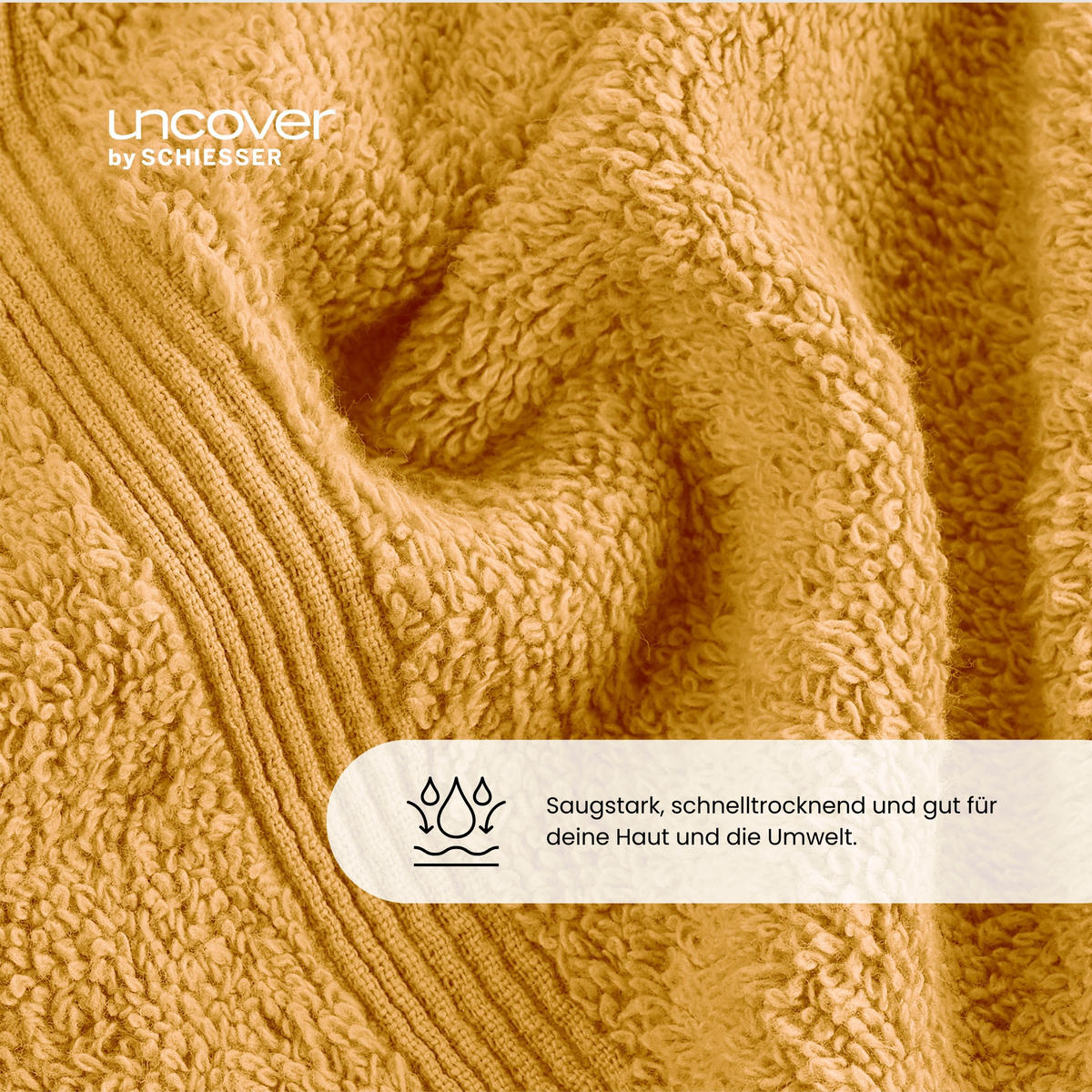 HANDTUCHSET Brooklyn - 4-teilig - 50x100cm - Senf - Gelb, Textil (50/100cm) - Uncover by Schiesser