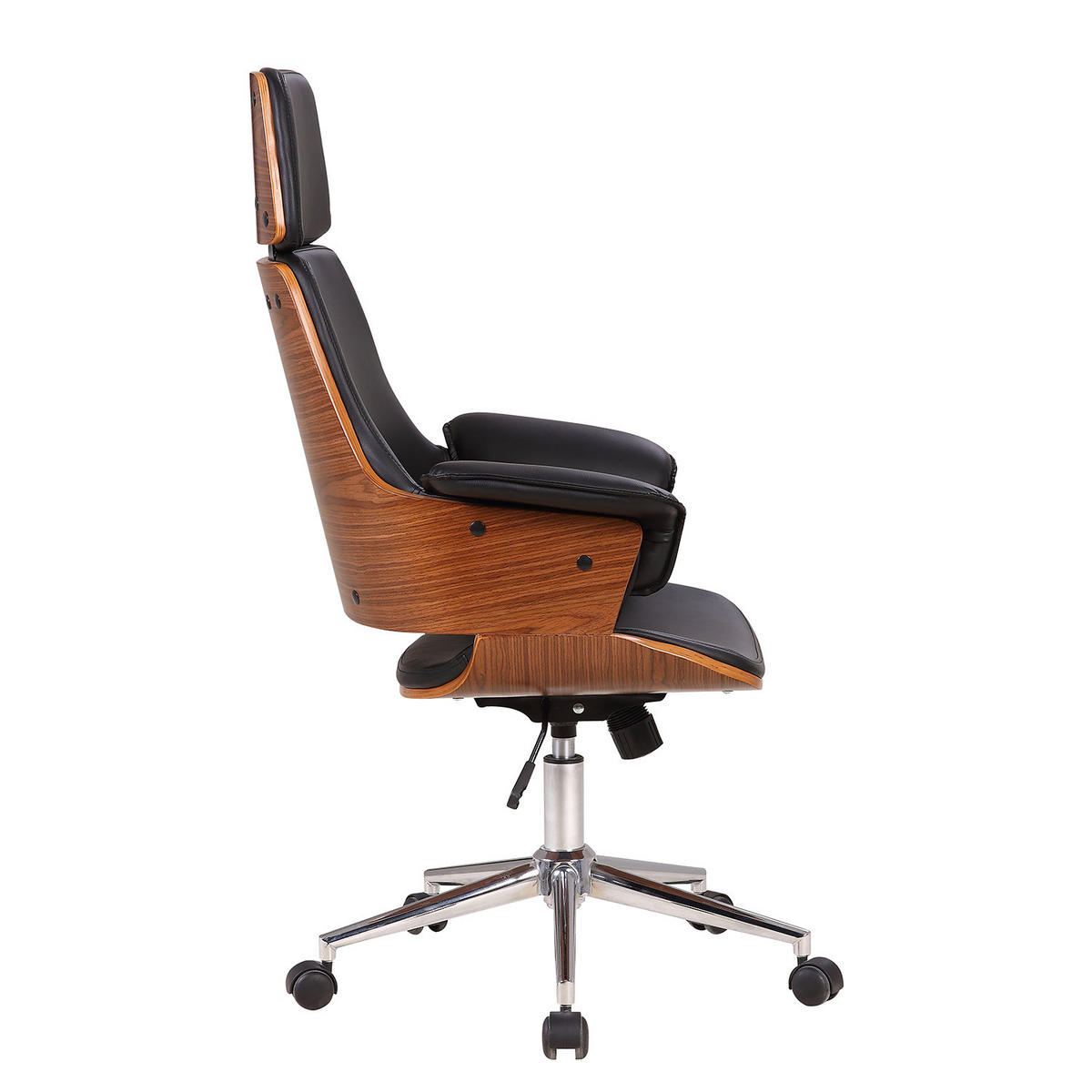 CHEFSESSEL - Kunstleder / Stahl - Walnussfarben/Schwarz, Kunststoff (67/113/64cm) - home24