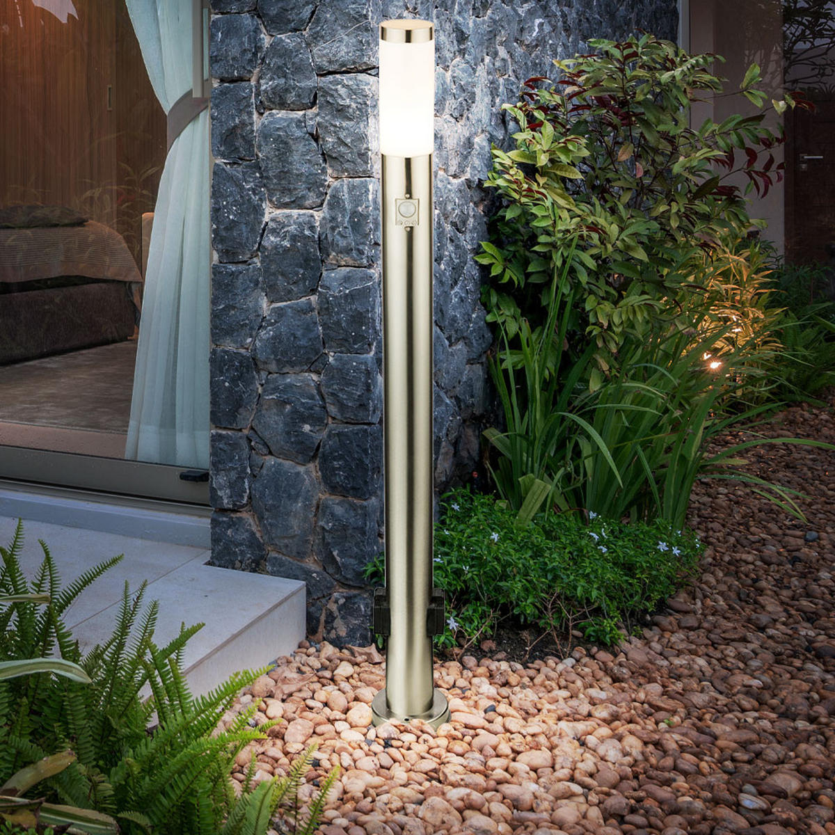 LED STEHLAMPE BOSTON Silber Modern 2er Set - Silberfarben, Metall (7.6/7.6/110cm) - Globo Lighting
