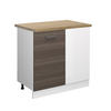 ECKUNTERSCHRANK R-Line Grau 86 cm, AP Eiche - Weiß/Braun, Holzwerkstoff (86/81.6/60cm) - Vicco