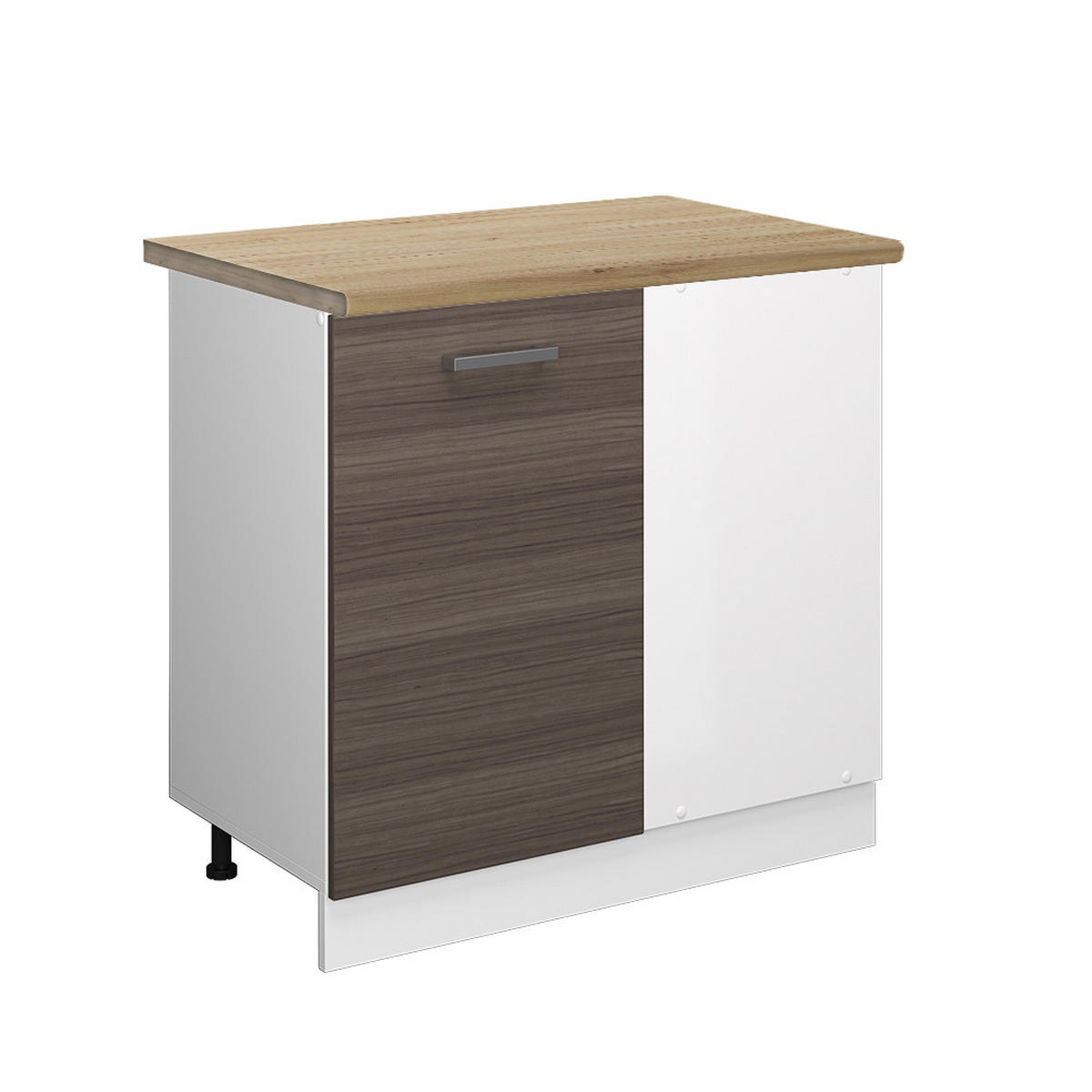 ECKUNTERSCHRANK R-Line Grau 86 cm, AP Eiche - Weiß/Braun, Holzwerkstoff (86/81.6/60cm) - Vicco