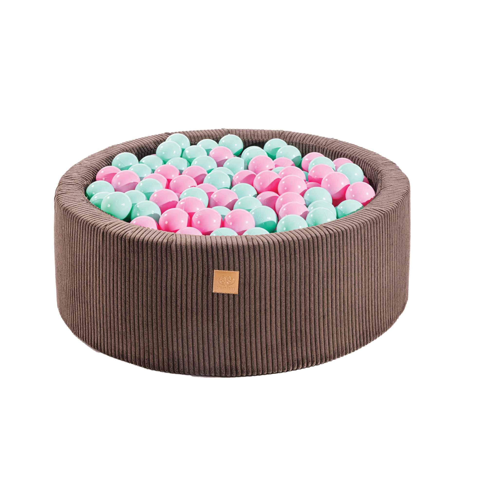 BÄLLEBAD für Kinder, Cord, Braun - Hellrosa/Braun, Textil (90/90/30cm) - MeowBaby
