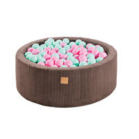 BÄLLEBAD für Kinder, Cord, Braun - Hellrosa/Braun, Textil (90/90/30cm) - MeowBaby