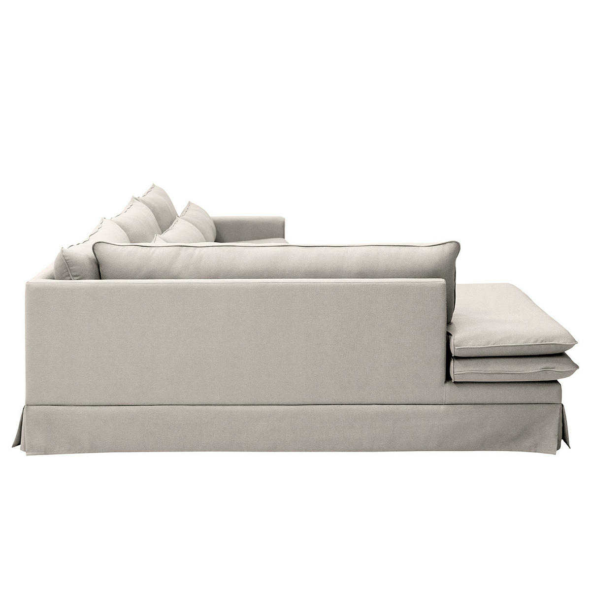 ECKSOFA mit Husse - Ottomane, Webstoff - Hellgrau/Schwarz, Kunststoff/Textil (299/222cm) - home24