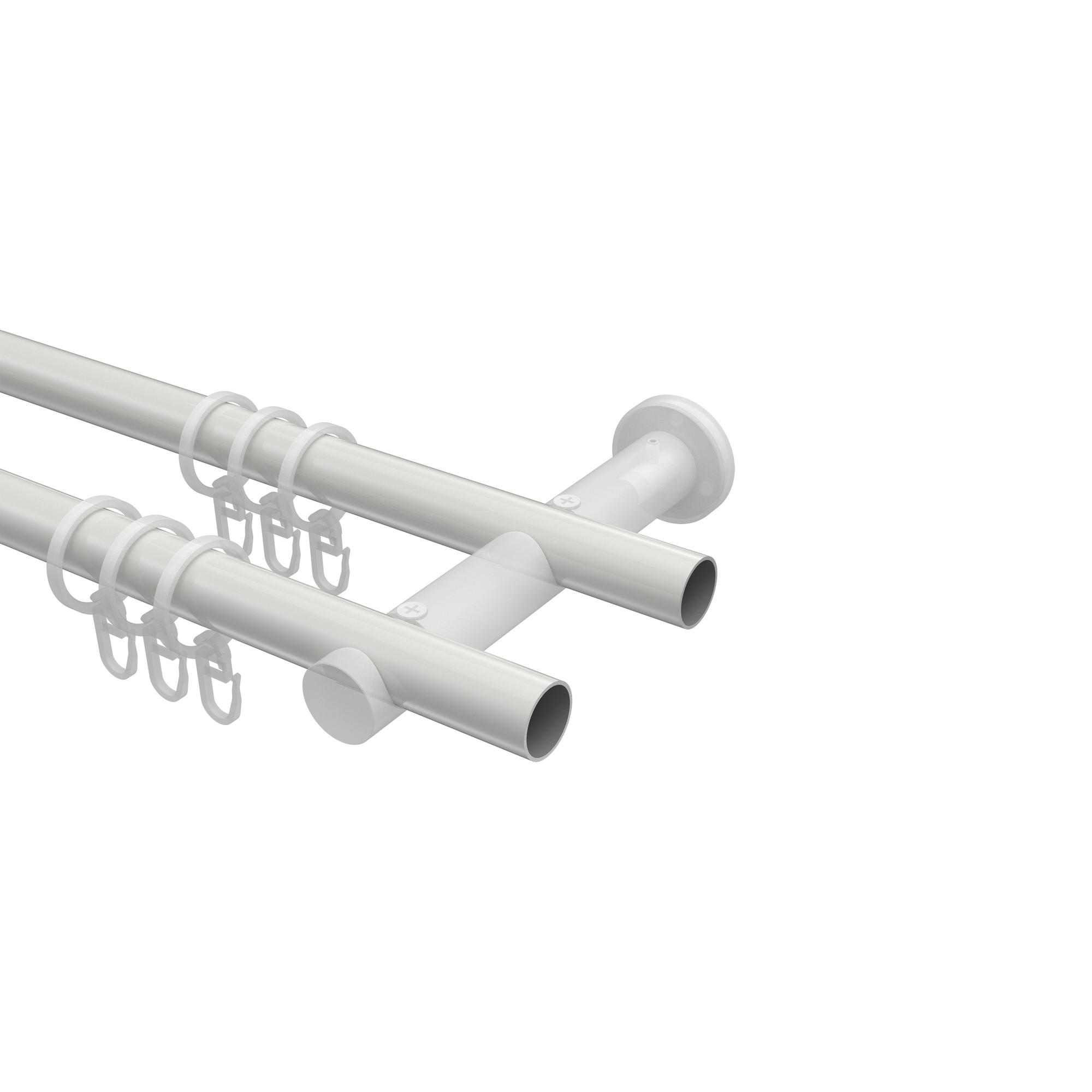 GARDINENSTANGE Platon Tanara 400 cm (geteilt in 2 x 200 cm), 2-läufig, 20 mm Ø Weiß - Chromfarben/Schwarz, Metall (400cm) - INTERDECO