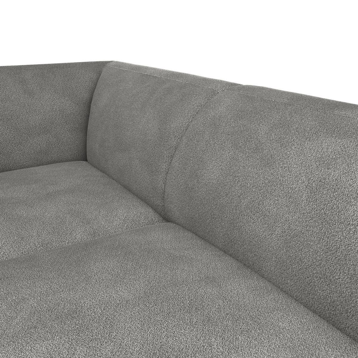 2,5-SITZER ECKSOFA mit Ottomane - Schwarz/Grau, Textil/Metall (252/205cm) - home24