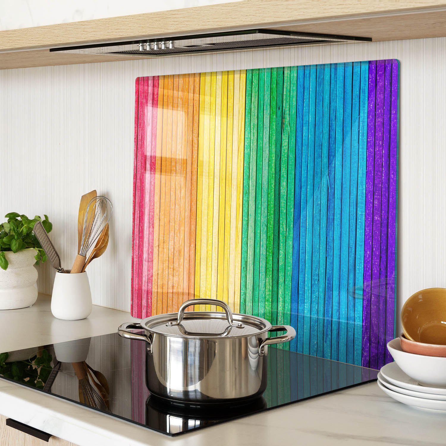 GLASPLATTE 60x52 cm Farbige Streifen - Multicolor, Glas (60/0.4/52cm) - TULUP