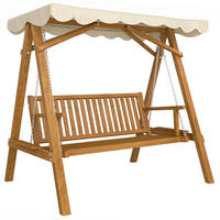 HOLLYWOODSCHAUKEL, Gartenschaukel, Lärche, Metall, Kunststoff, Natur+Creme - Naturfarben, Holz (130/185/162cm) - Outsunny