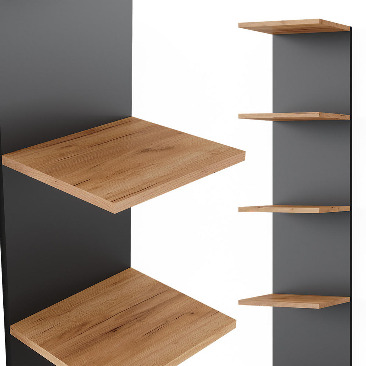 WANDREGAL Paolo Anthrazit 28 x 190 cm 2er Set - Honigeiche/Anthrazit, Holzwerkstoff (30/190/28cm) - Vicco