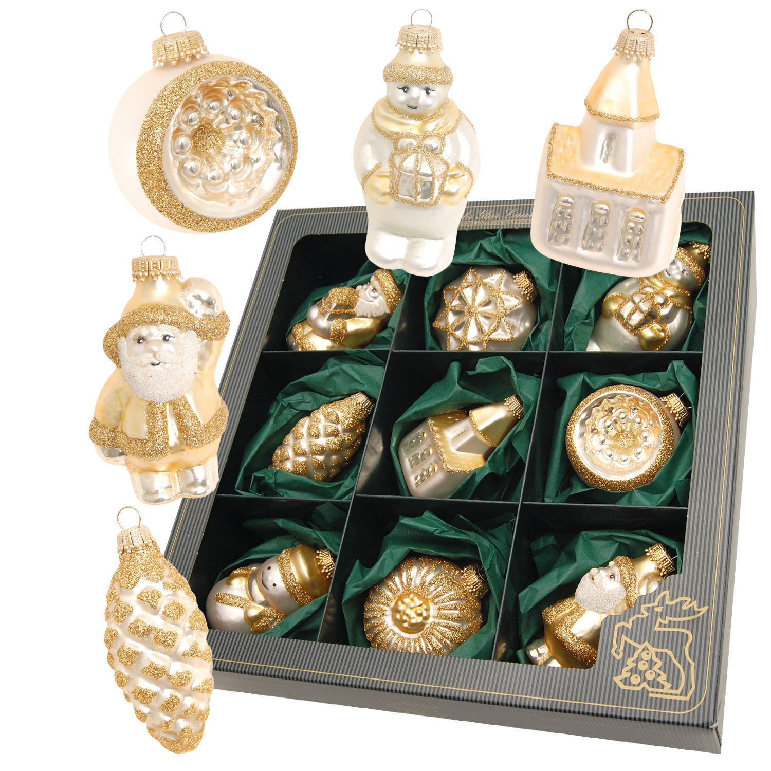 Krebs Glas Lauscha Christbaumschmuck Gold 6x9x5 cm