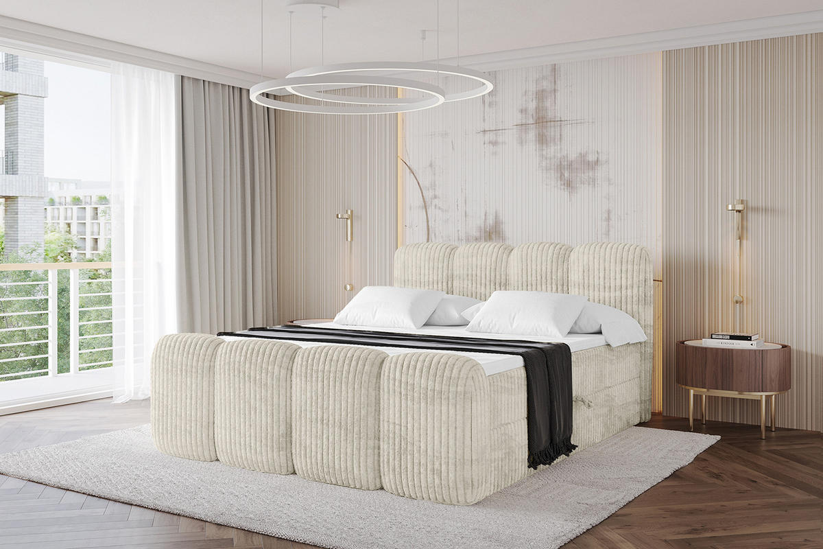 BOXBETT mit Matratze H4 und Lattenrost - NINA-Z - 160x200 cm Tila - Creme - Magnolie, Holzwerkstoff (160/200cm)