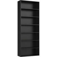 BÜCHERREGAL mit 7 Fächern schwarz 209,5 x 60 x 23,5 cm - Schwarz, Holzwerkstoff (60/210/23.5cm)