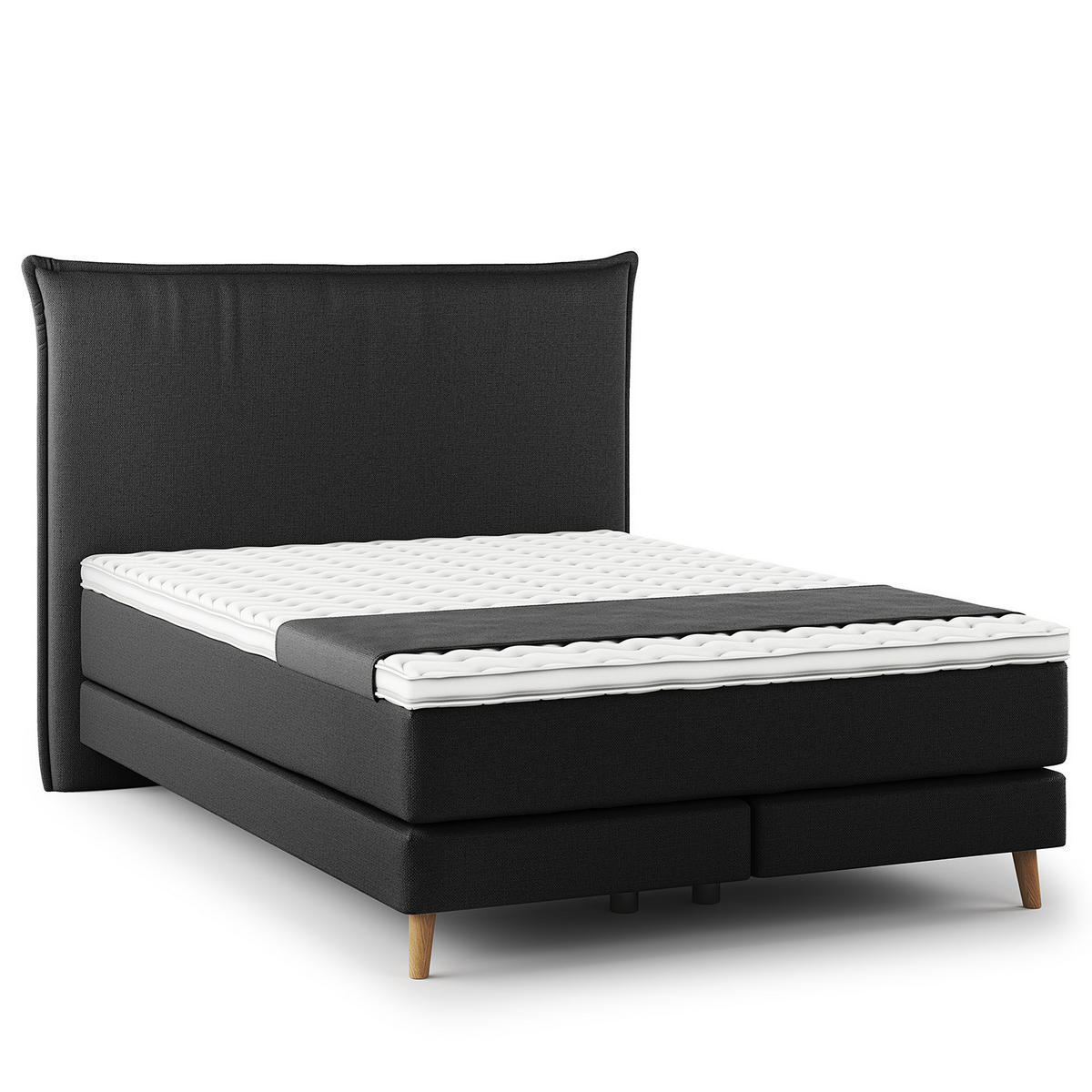 BOXSPRINGBETT - Klassisch - Schwarz, Holz (140/200cm) - home24