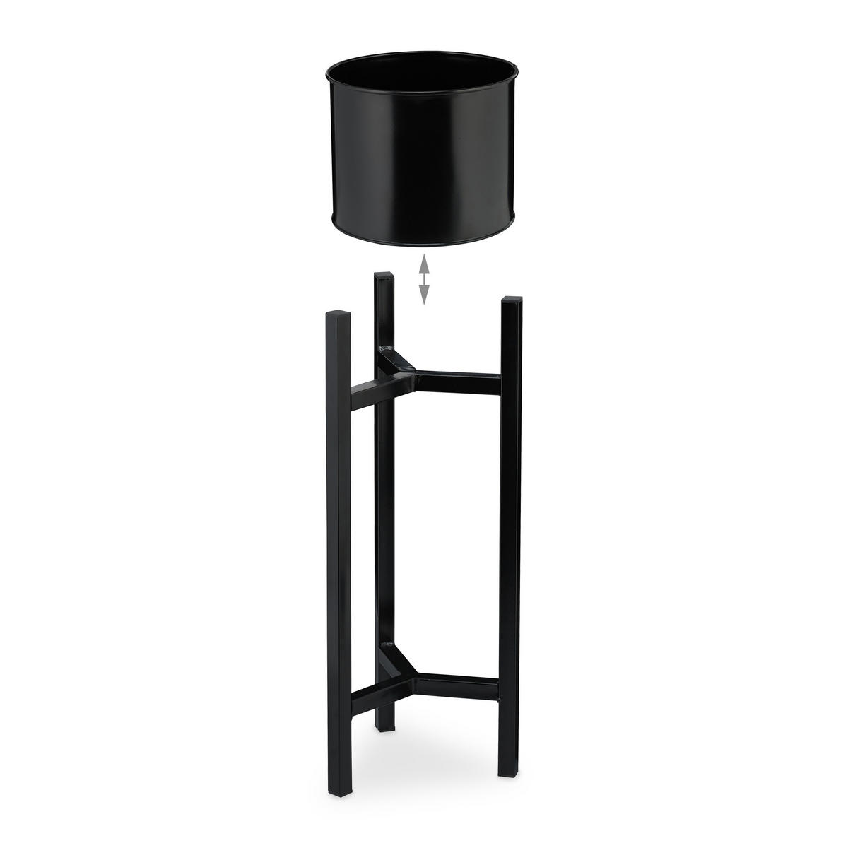 BLUMENTOPF Ständer - Schwarz, Metall (21.5/60/21.5cm) - Relaxdays