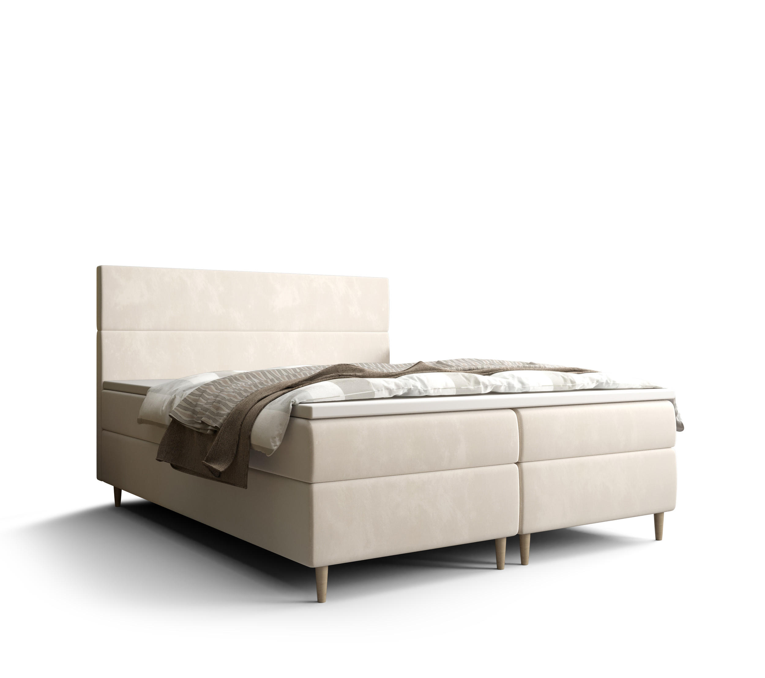 BOXBETT FLO mit Matratze H3 und Topper 140x200 Itaka 16 - Creme, Holz/Textil (140/200cm) - Bedante
