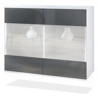KOMMODE Bari Grau Hochglanz - Grau, Holzwerkstoff (92.5/73.5/35cm) - Vladon