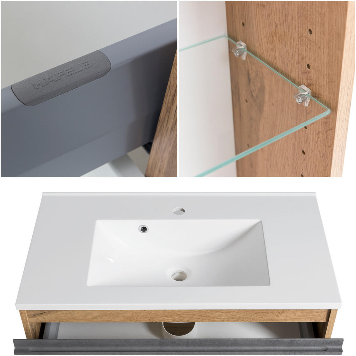 BADMÖBEL-SET Vasto-03 - Grau, Holzwerkstoff (80/200/47cm) - Lomado