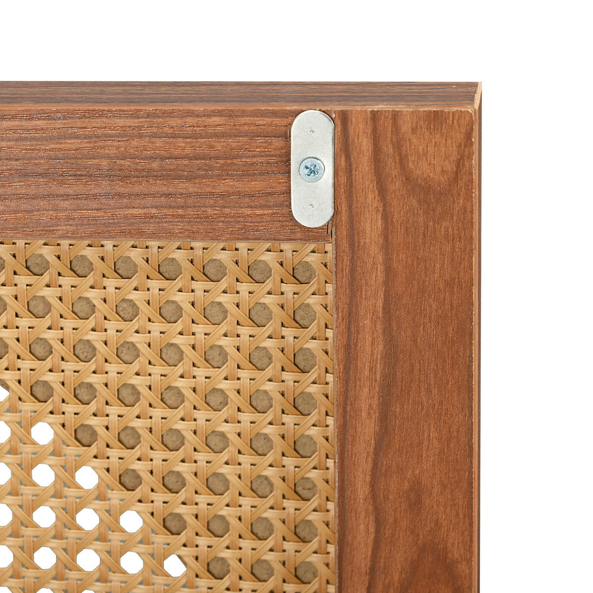 SIDEBOARD, 3 Rattan Türen, Metallgriffe, Nussbaum, 129.8x40x76cm - Walnussfarben, Holzwerkstoff (40/76/129.8cm) - FLIEKS