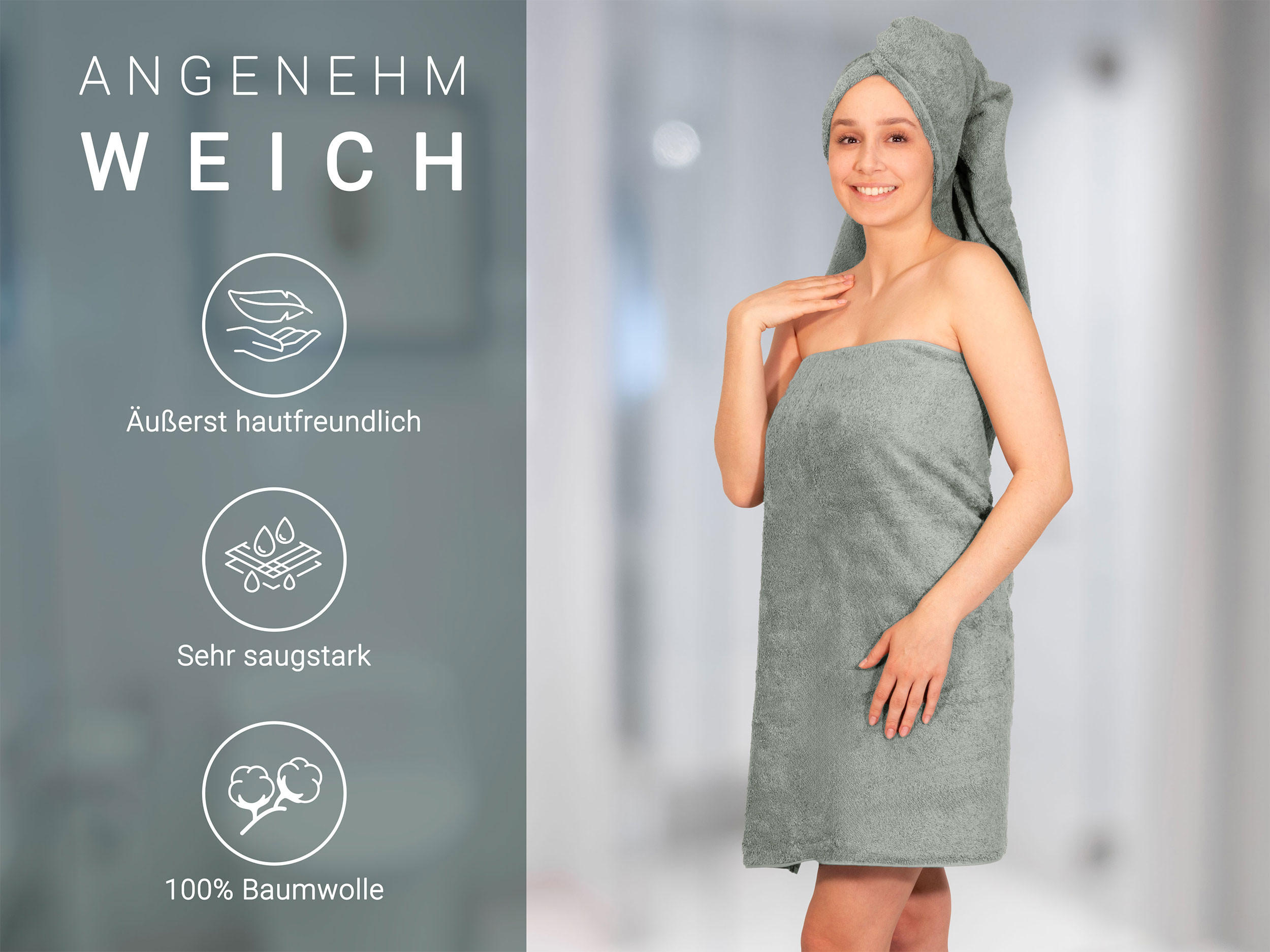 DUSCHTÜCHER, 3er-Set, 70x140 cm, 100% Baumwolle, Grau - Hellgrau, Textil (70/140cm) - Zollner