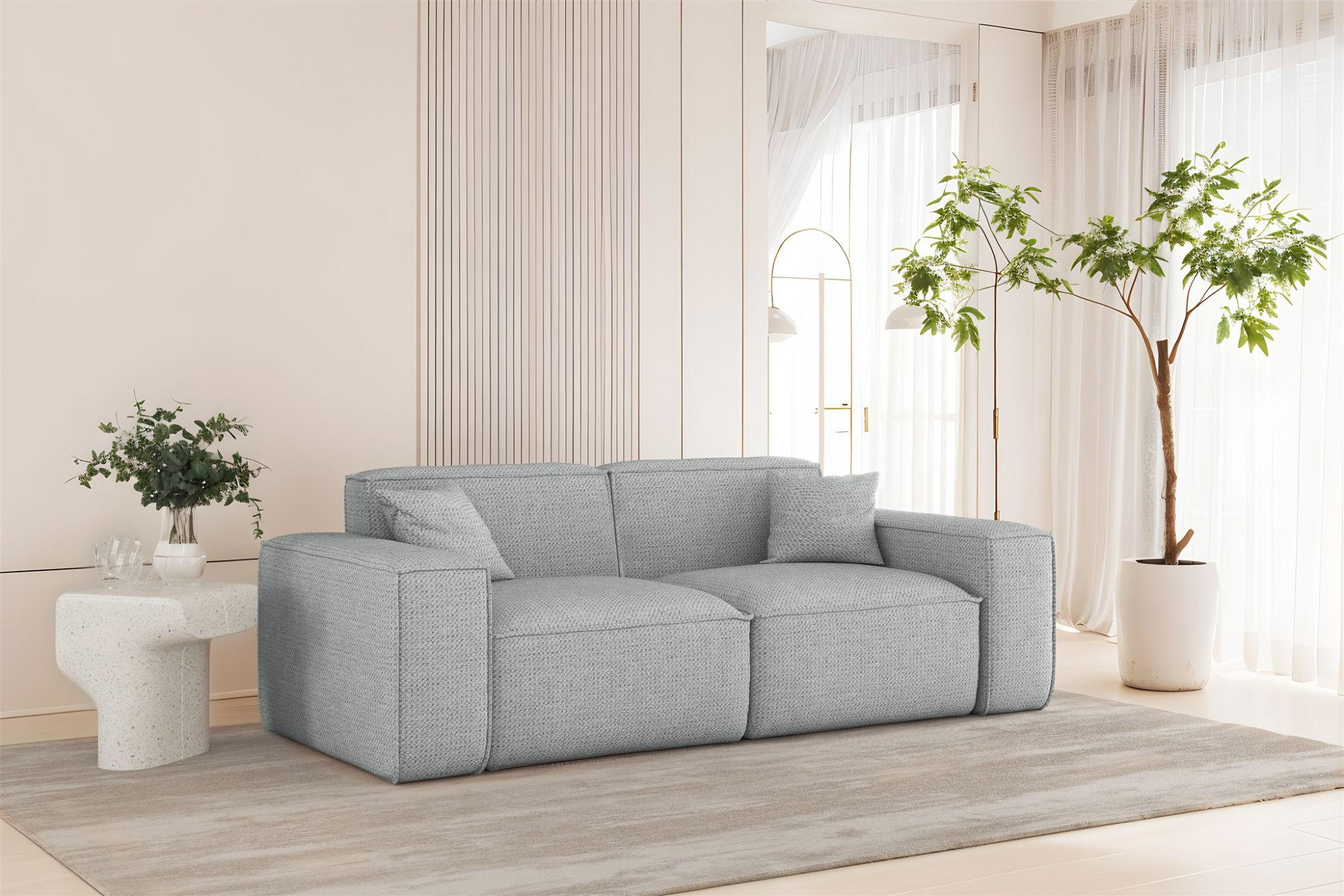 SOFA 2-sitzer Celes Premium In Artico - Hellgrau, Holzwerkstoff/Textil (182/73/90cm) - Fun Möbel