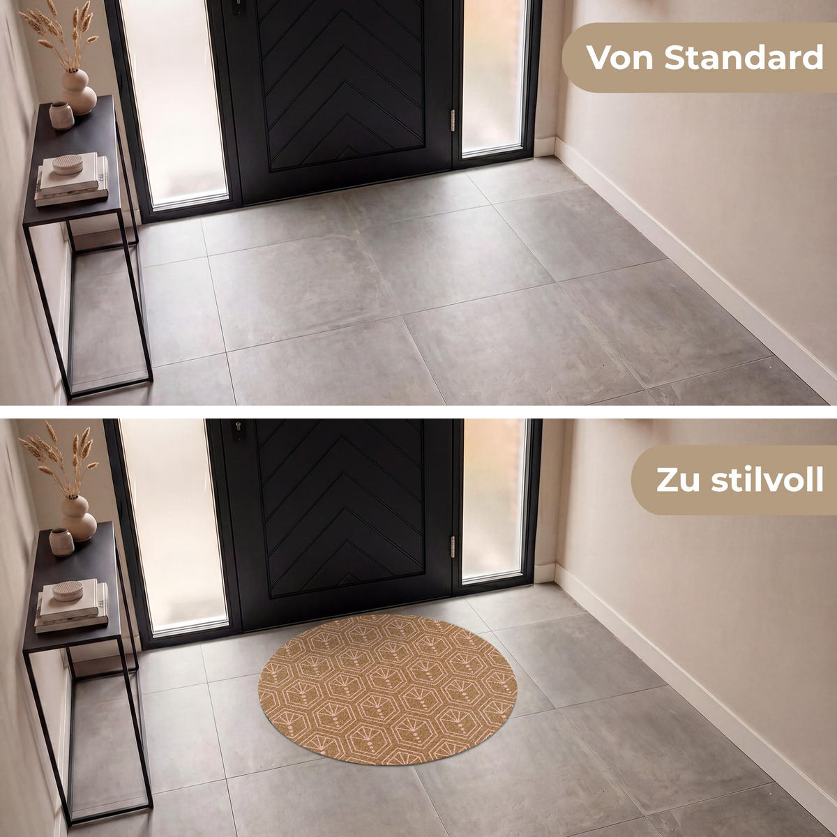 ROHOŽKA Hnědá - Růžová - Geometrická - Vzorovaná 90x90 cm - hnědá, textil/umělá hmota (90/0.4cm) - MuchoWow