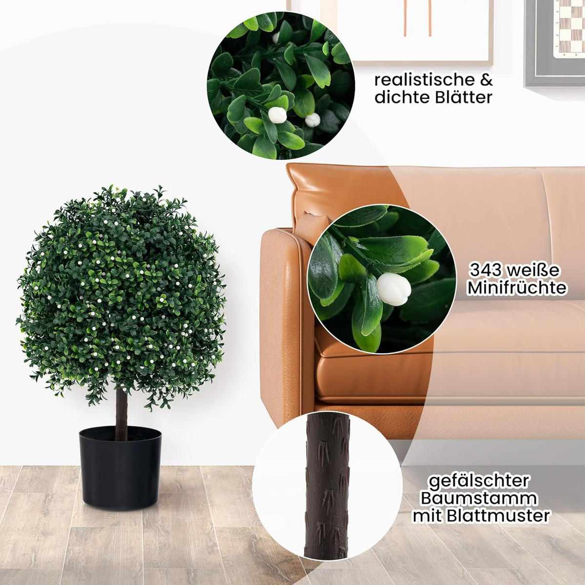 KUNSTPFLANZE Grün(2er-Set) - Grün, Kunststoff (55cm) - COSTWAY