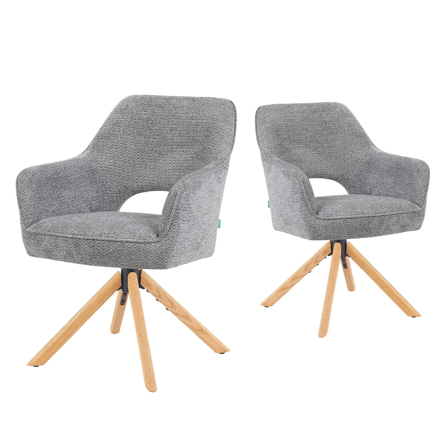 DREHSTUHL Mika-Lara 2er-Set - Honigeiche/Dunkelgrau, Eichenholz/Holz (60/87/65cm) - DUBI Möbel