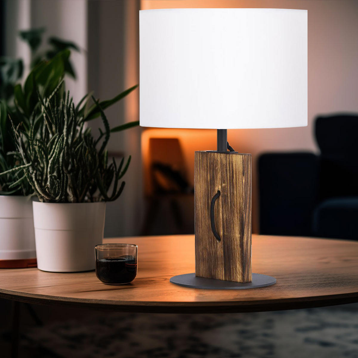 LED TISCHLEUCHTE Pinienholz Braun - Braun, Textil (25/25/40.2cm) - Nowa