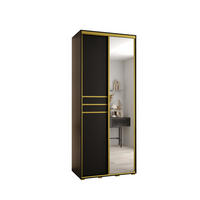 SCHWEBETÜRENSCHRANK 235,2/120/60 2-türig - Goldfarben/Schwarz, Holz/Metall (120/235/60cm) - Abiks Möbel
