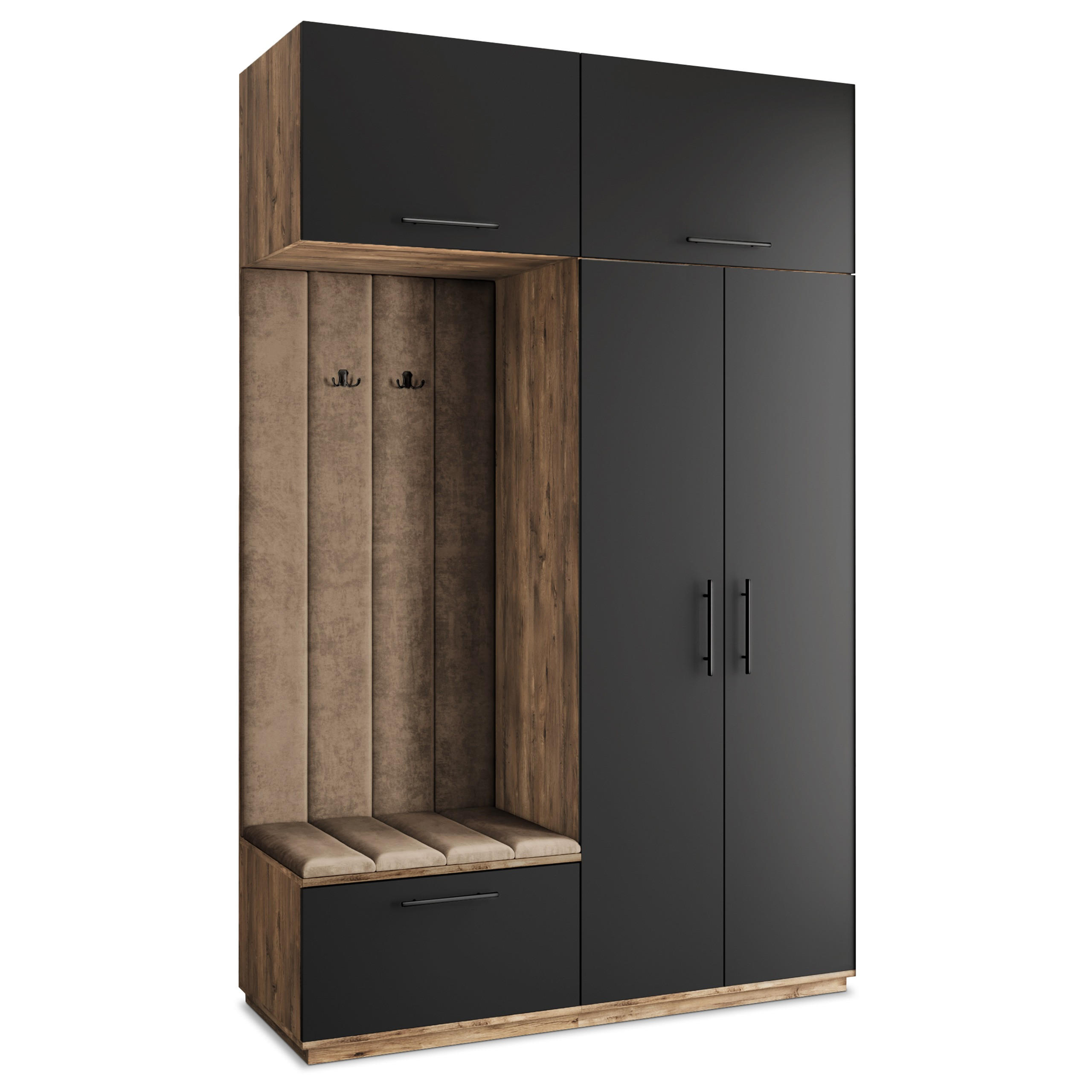 GARDEROBENSCHRANK REMA 150/240/60 cm Modern Garderobe-Set Eiche Lefkas - Eichefarben/Beige, Holzwerkstoff (150/240/60cm) - MASSENO
