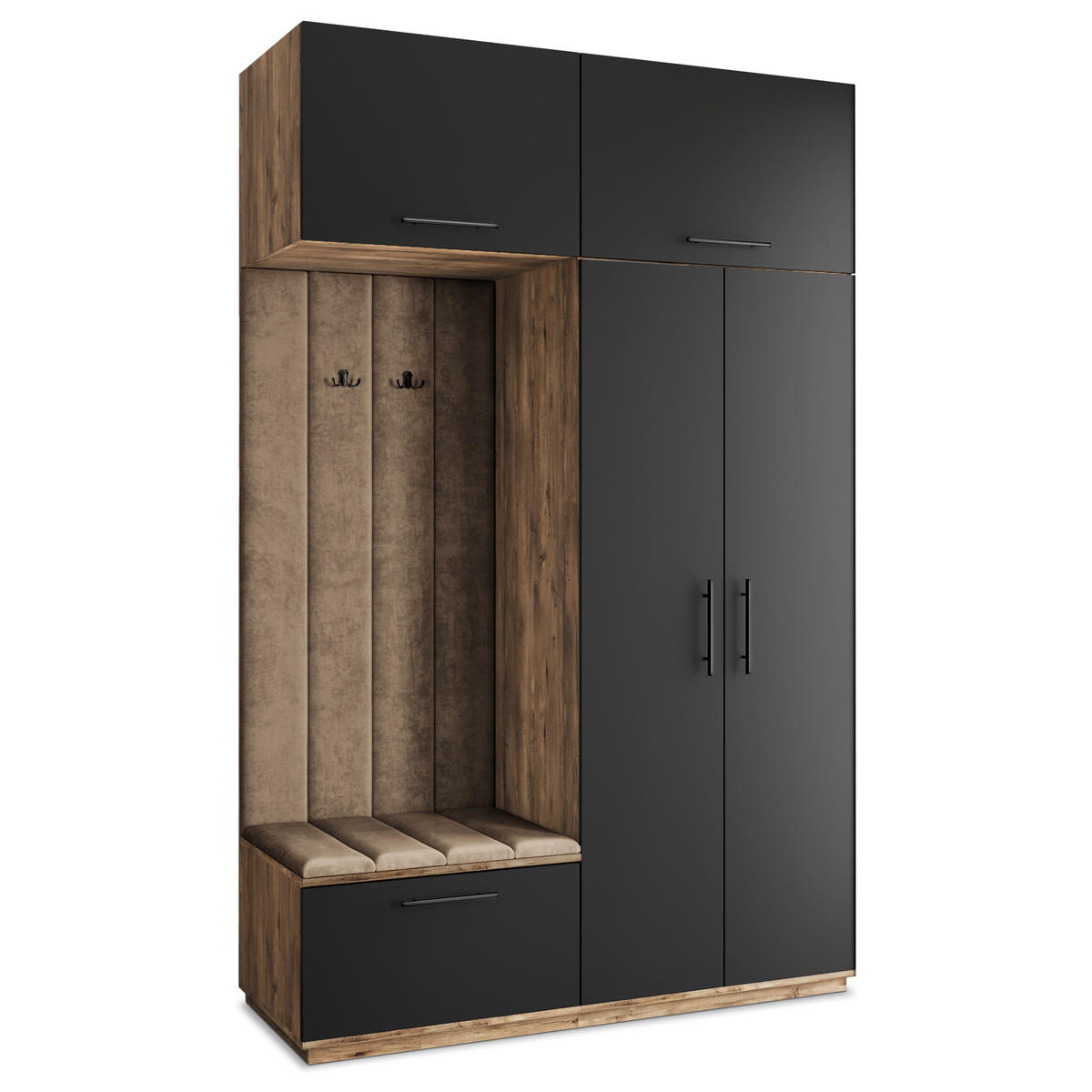 GARDEROBENSCHRANK REMA 150/240/60 cm Modern Garderobe-Set Eiche Lefkas - Eichefarben/Beige, Holzwerkstoff (150/240/60cm) - MASSENO