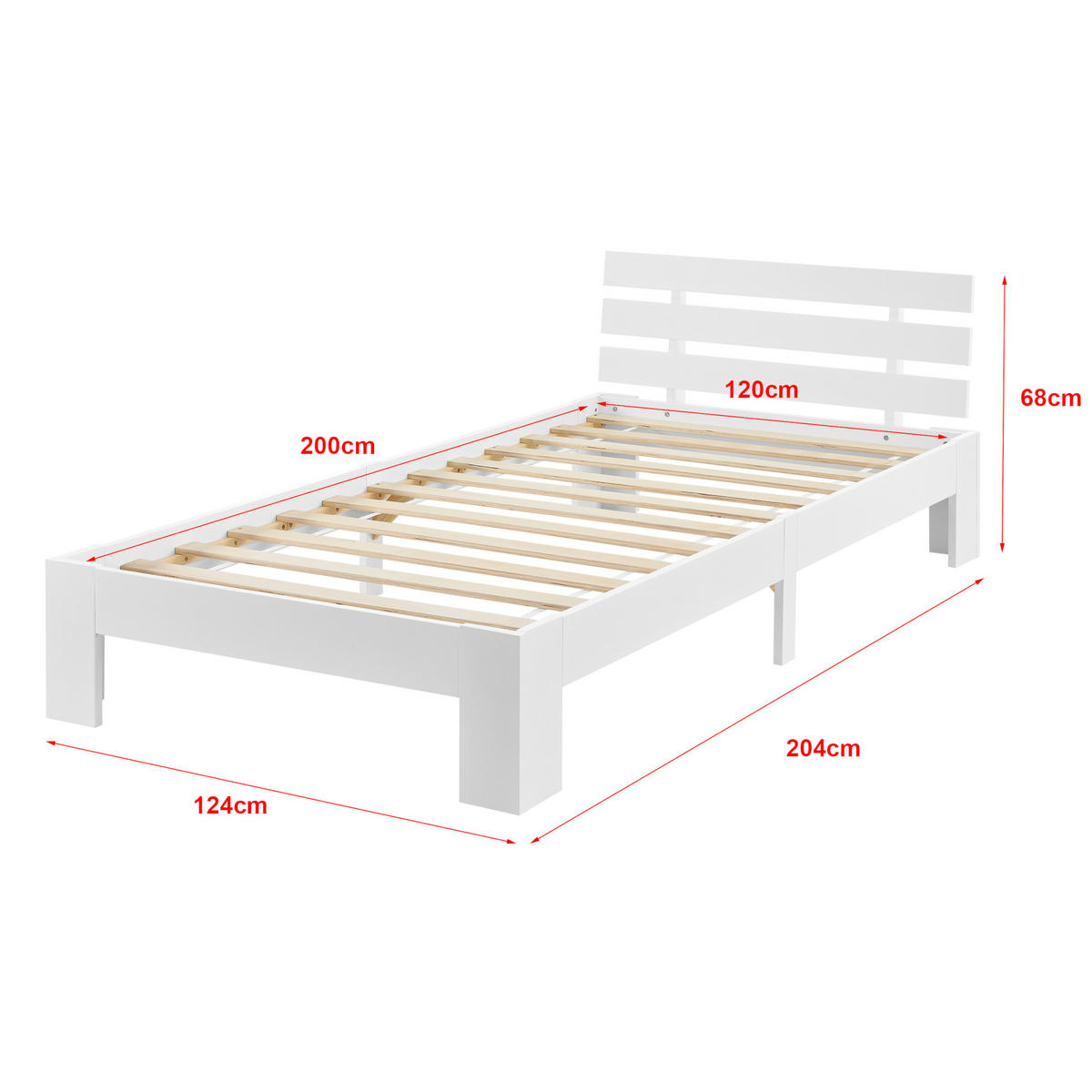 HOLZBETT Nivala - Weiß, Holz (120/200cm) - [en.casa]