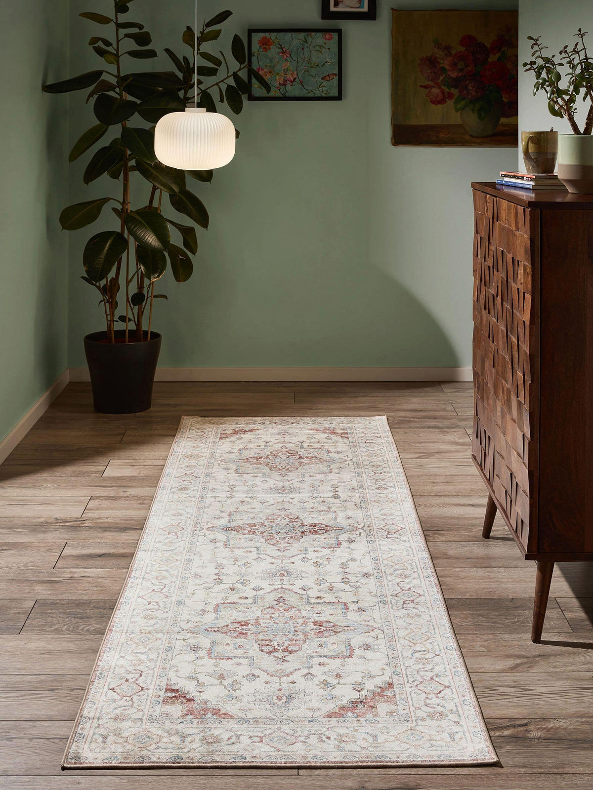 VINTAGE-LÄUFER Miray waschbar 80/240 cm - Rot/Multicolor, Kunststoff (80/240cm) - benuta Nest