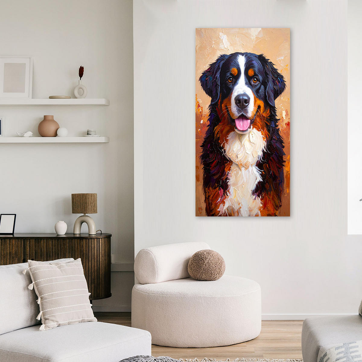 LEINWANDBILD Berner Sennenhund 40x80cm - Braun, Textil (40/80cm) - Feeby