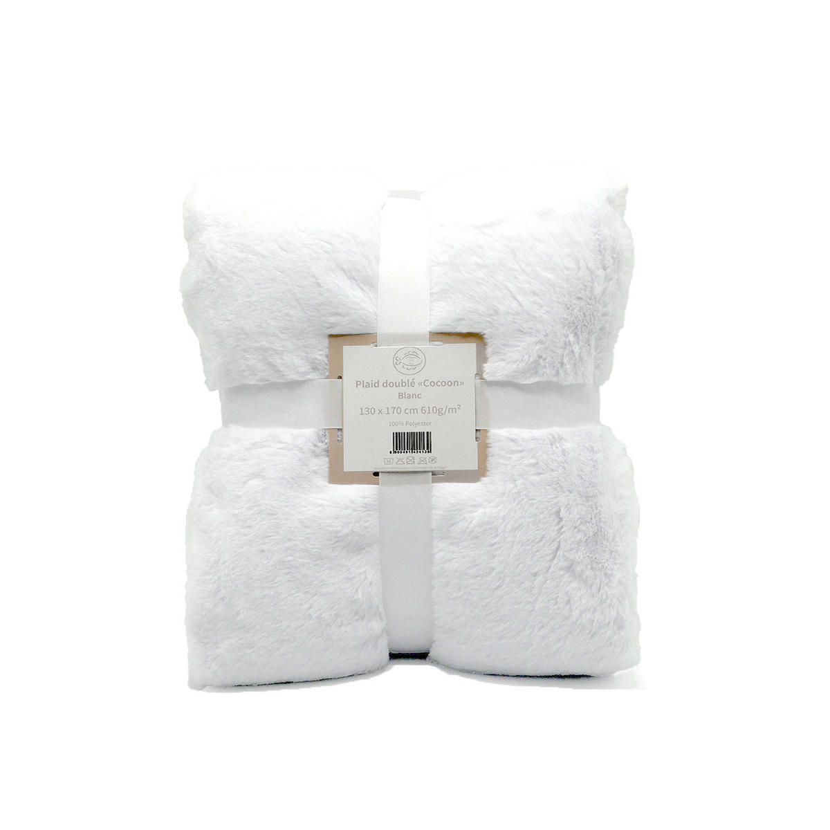DECKE in „Kaninchen“ Optik Cocoon 130x170 weiß - Weiß, Textil (130/170cm) - LE COMPTOIR DE LA PLAGE