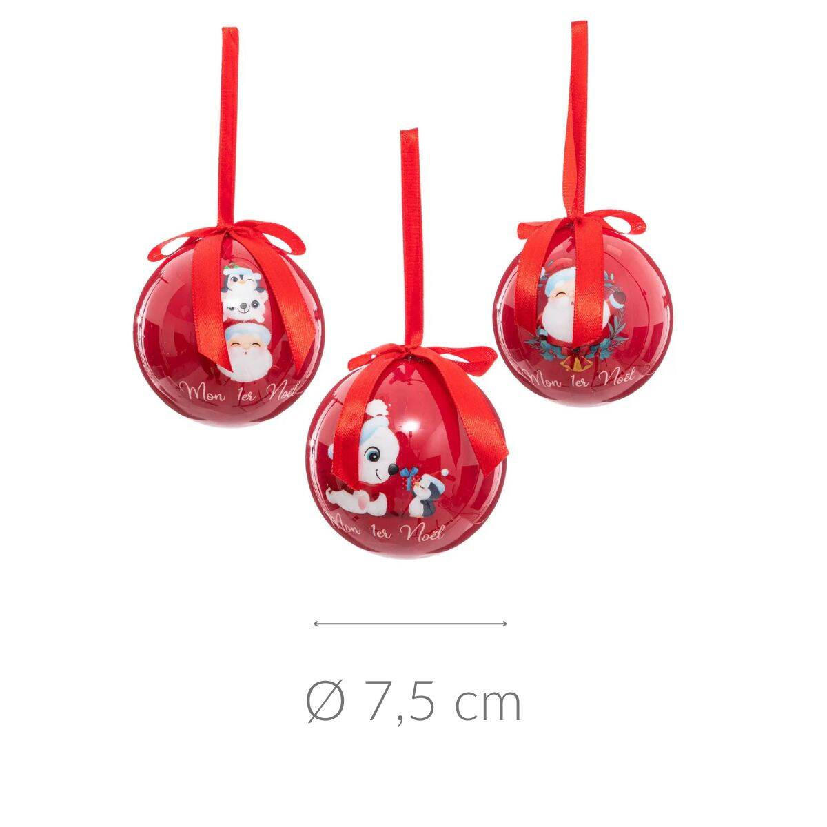 WEIHNACHTSKUGELN Ø 7,5 cm - Rot, Papier (7.5/7.5/7.5cm) - Atmosphera Createur d´interieur
