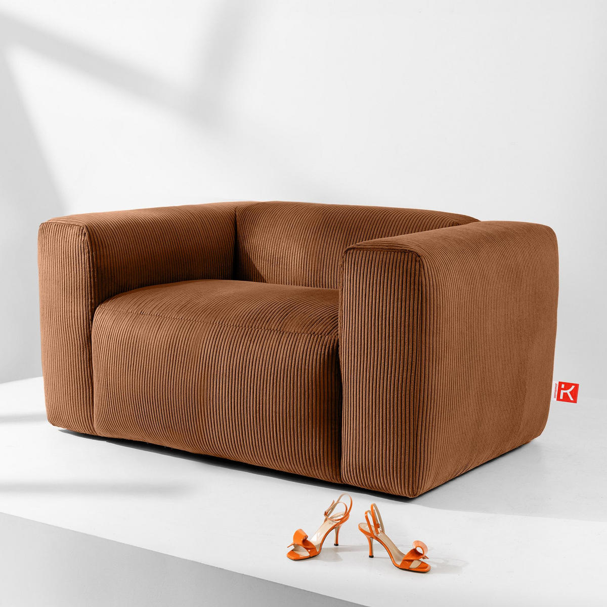 SESSEL BUFFO , Rot - Rot, Textil (130/73/96cm) - KONSIMO®