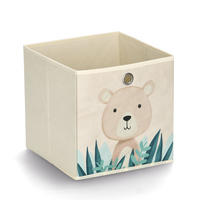 AUFBEWAHRUNGSBOX Bär, Vlies - Beige - Türkis/Beige, Textil (28/28cm) - Zeller Present