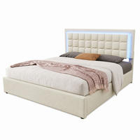 POLSTERBETT mit Stauraum und LED 160x200 cm Kunstleder Weiß mit Matratze - Weiß, Metall (160/200cm) - Beauniv