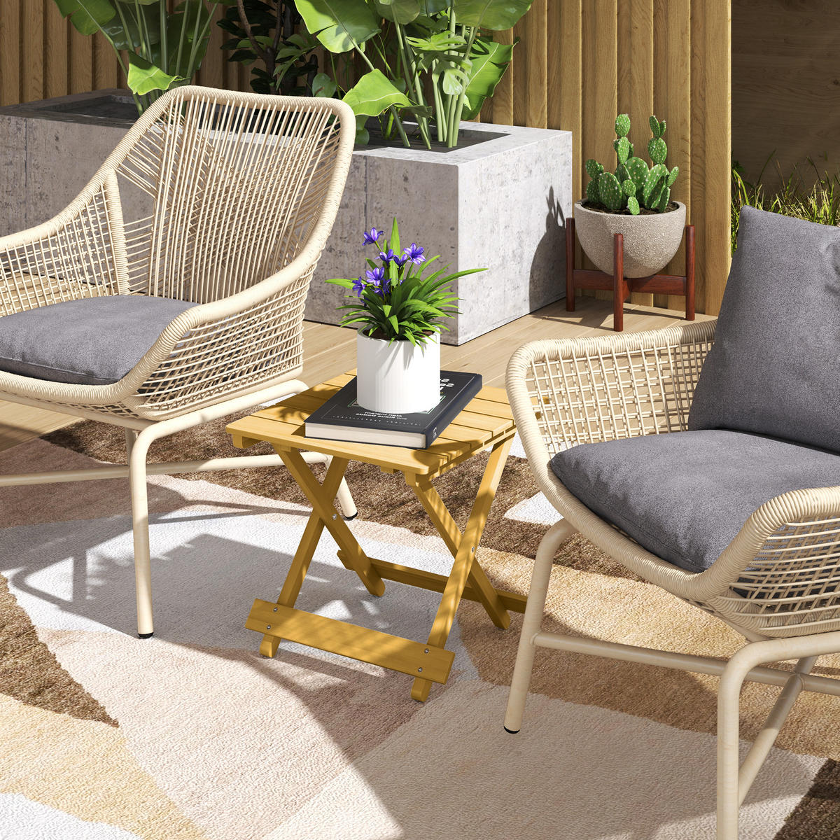 GARTENBEISTELLTISCH DE-14153 klappbar, Massivholz-Lattenrost, 40x43x40 cm Natur - Naturfarben, Holz (43/40/40cm) - ComfortXL