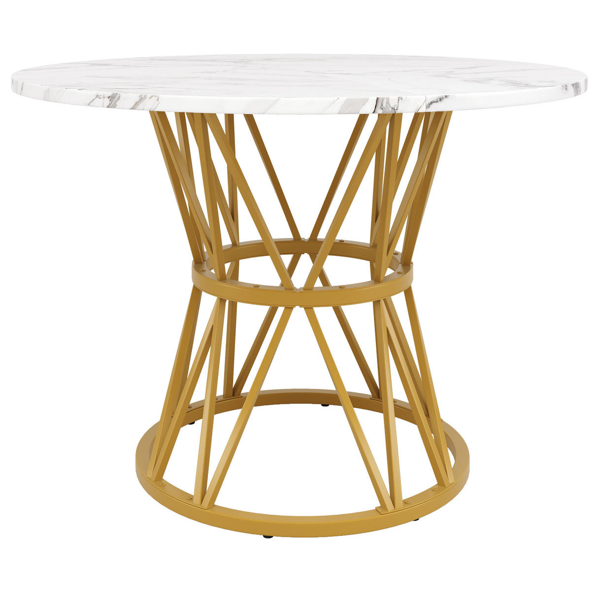 ESSTISCH, MDF mit Marmoroptik & Metallgestell, 100/100/76 cm, Gold - Goldfarben, Holzwerkstoff (100/100/76cm) - Redom