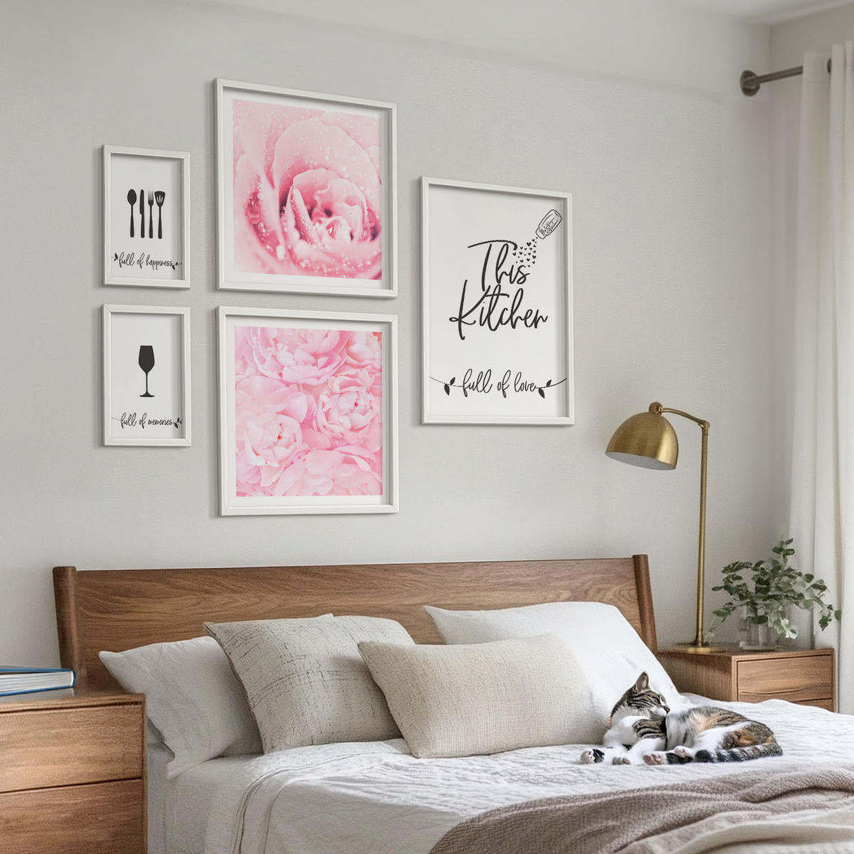 WANDBILDER 5er-Set - 50x50 cm & 20x30 cm & 40x60 cm Weißer Rahmen - Zen-Gemälde, Wassersteine, Buddha - Weiß, Kunststoff (40/60cm) - ArtPrintCave