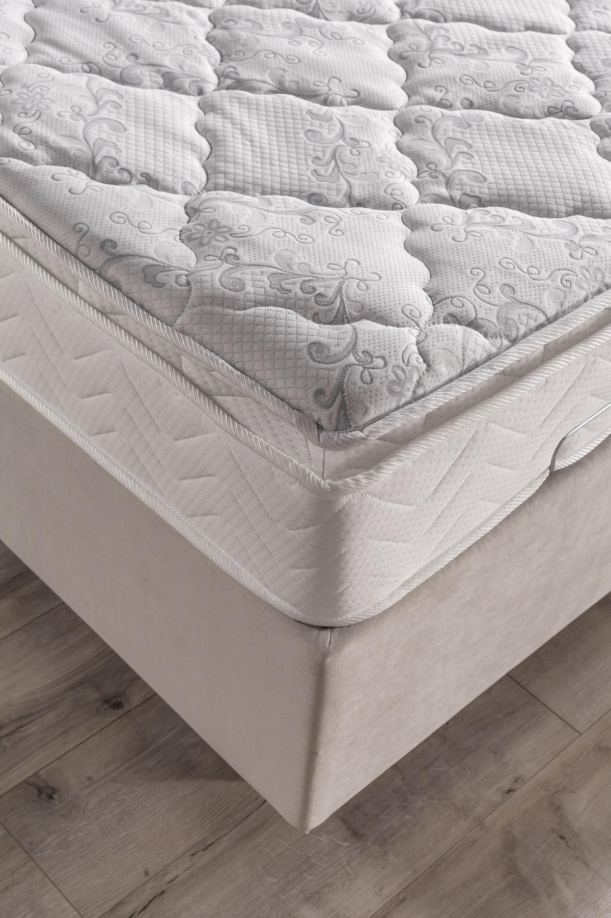 POLSTERBETT-SET LARA 160x200 Creme - Bett inkl. Matratze - Creme, Metall (160/200cm) - Villa Möbel