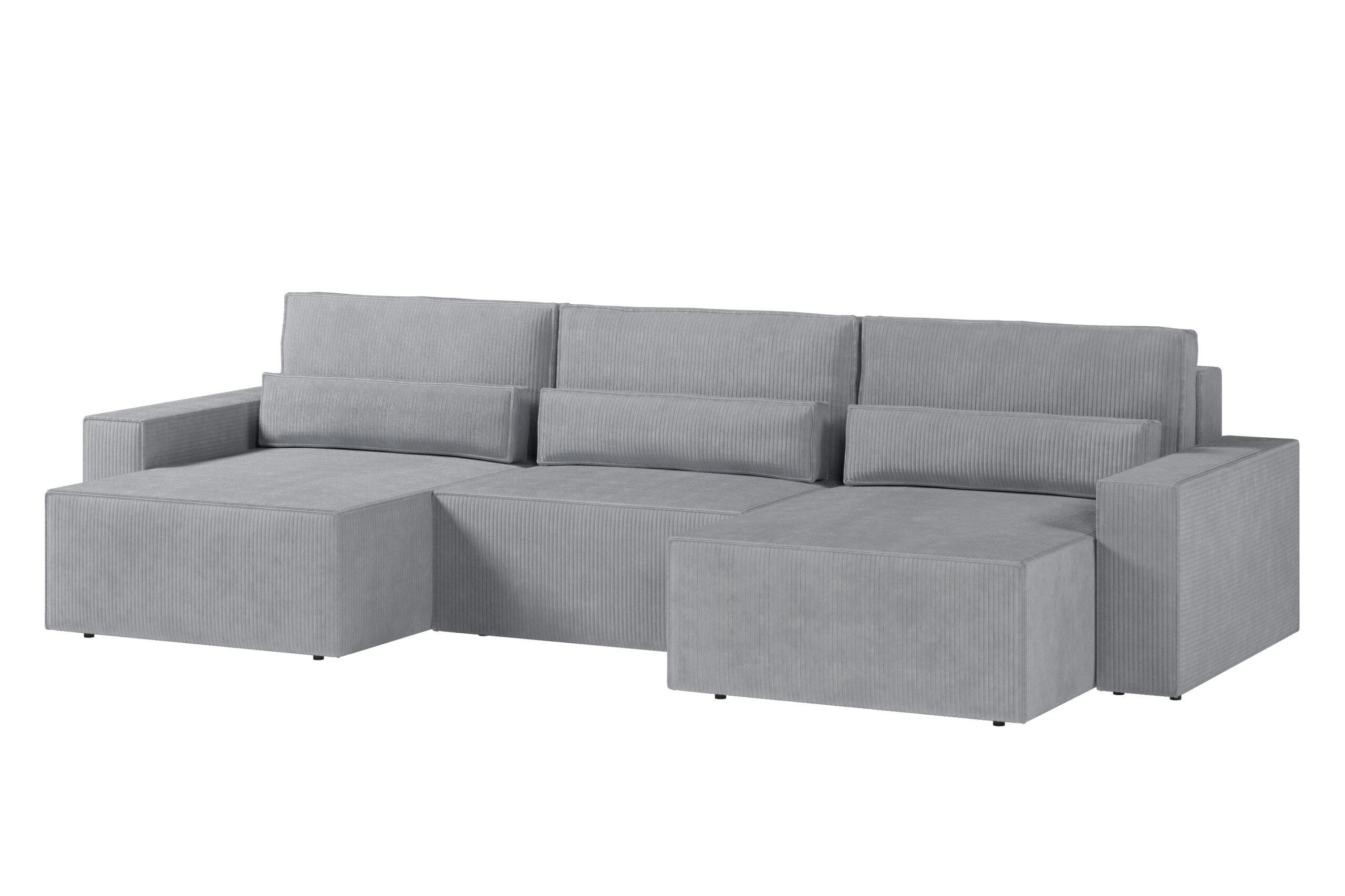 WOHNLANDSCHAFT DENVER U mini - Hellgrau - Hellgrau, Holzwerkstoff (350/92/162cm) - Möblo