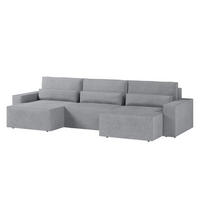 WOHNLANDSCHAFT DENVER U mini - Hellgrau - Hellgrau, Holzwerkstoff (350/92/162cm) - Möblo