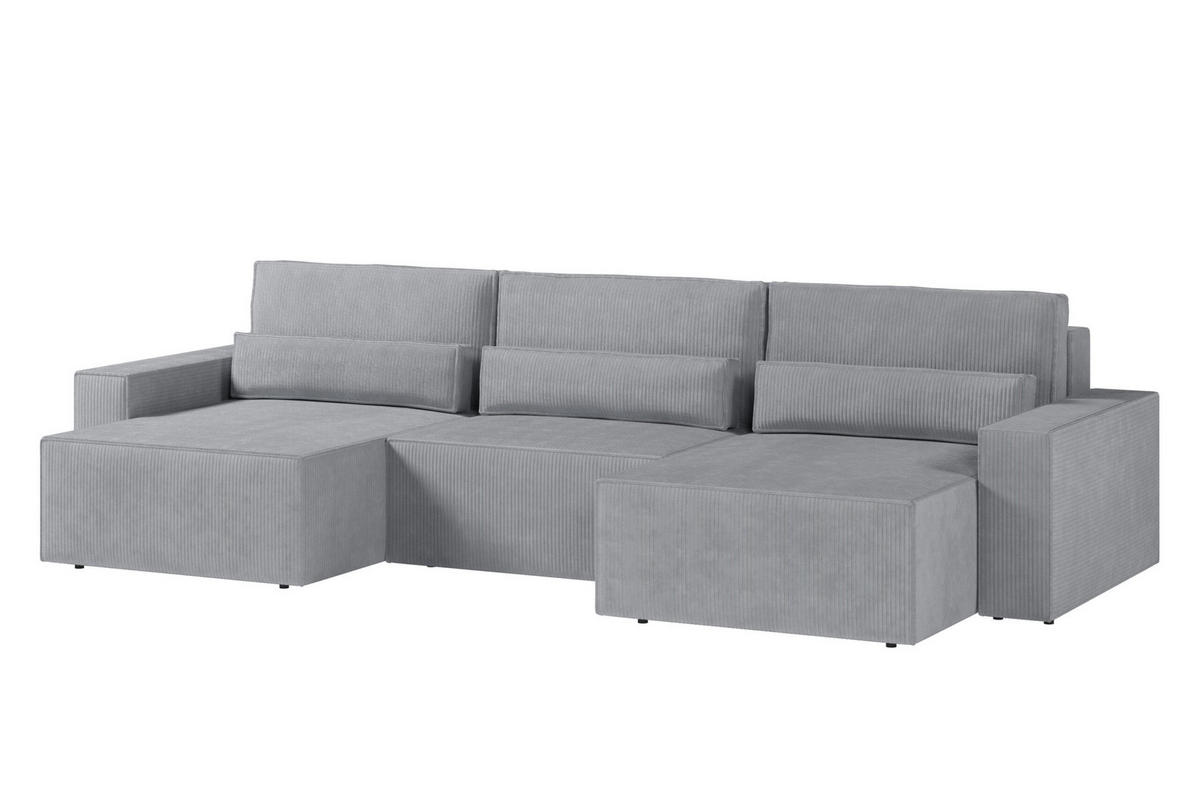 WOHNLANDSCHAFT DENVER U mini - Hellgrau - Hellgrau, Holzwerkstoff (350/92/162cm) - Möblo